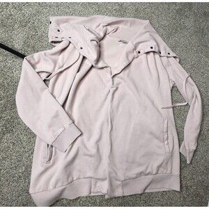 All Saints Sweatshirt Cardigan Size Large Open Front Snap Top Pink Pastel